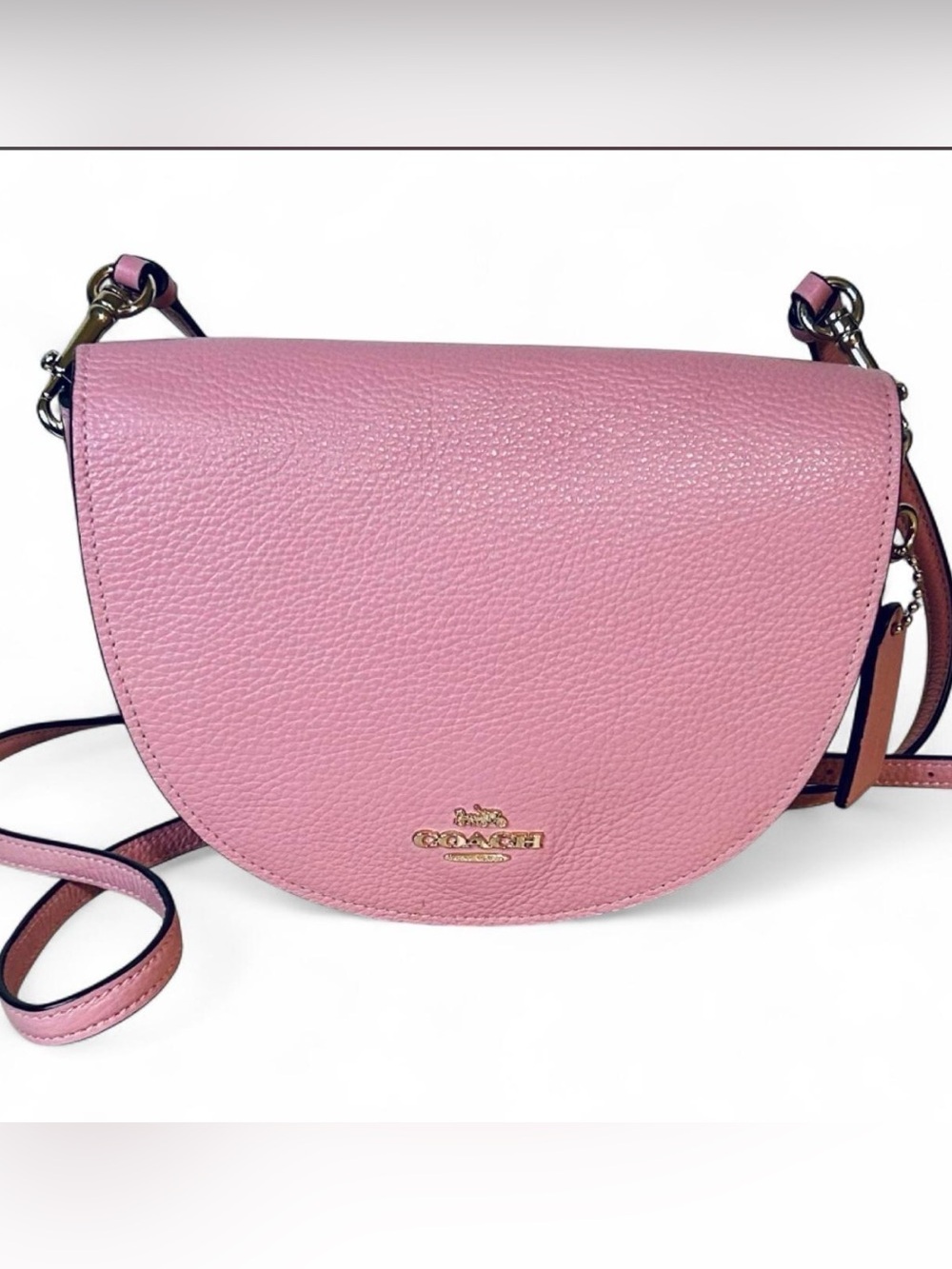 Coach Ellen Saddle Flap Pink Crossbody Bag